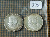 1962,63, FRANKLIN HALVES (2-COINS) AU