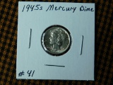 1945S MERCURY DIME BU