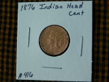 1876 INDIAN HEAD CENT (CLEANED) UNC