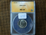 1943D JEFFERSON NICKEL ANACS MS64