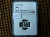 1944 MERCURY DIME NGC MS65