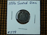 1886 SEATED DIME XF