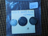1856,62, HALF DIMES & 1859O SEATED DIME (3-COINS)