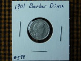 1901 BARBER DIME XF