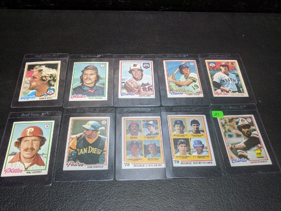 1978 Topps baseball lot: Murray (rookie), Molitor (rookie), Trammell (rookie), plus Fisk, Yount, Pal