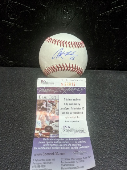 Corey Kluber signed MBL baseball signed with blue ink on sweet spot, JSA certified, for this 2 time