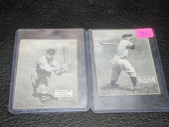 1936-1936 Batter-Up vintage baseball card: Chapman #62, VG+ condition and Joe Vosmik, card #68,