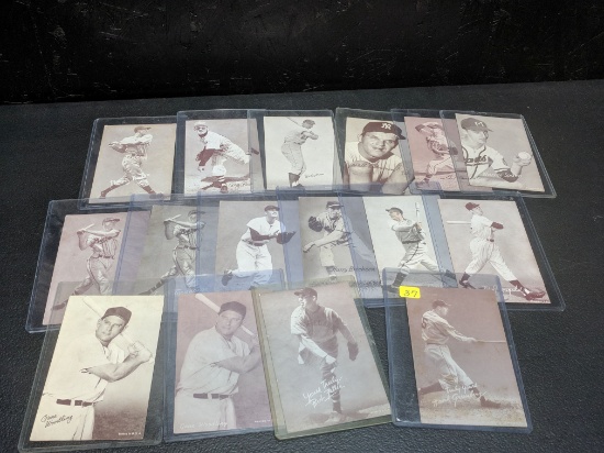 1939-1946 exhibit salutation baseball cards: 16 total cards: Greenburg, Feller, Spahn, Skouron, Wall
