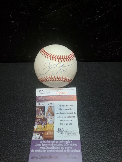 Frank Thomas signed ML baseball in a holder, blue ink sweet spot, JSA certified,