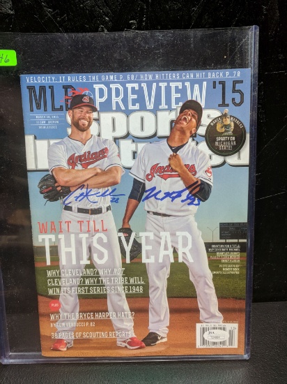 Sports Illustrated full issue cover signed by Corey Kluber and Michael Brantley, JSA cert, signed wi