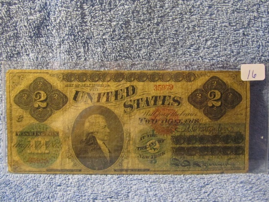 1862 $2. U.S. NOTE (RARE PIECE) F