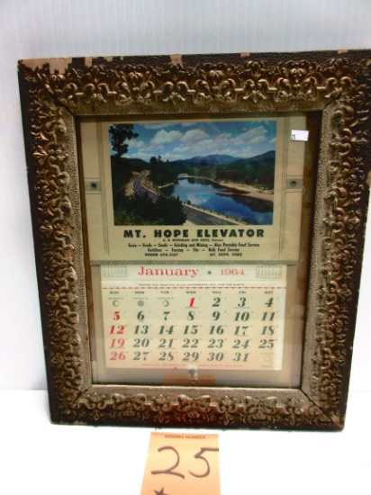 MT. HOPE ELEVATOR CALENDER 1964 C.R.WEINMAN & SONS IN FRAME