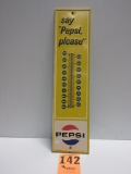 PEPSI THERMOMETER 7''X28''  EMBOSSEDMARKED STOUT SIGN CO. M-165 -7-65--93 1 EDGE HAS WHITE PAINT