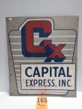 C.X. CAPITAL EXPRESS SIGN STICKER ON GALVANIZED 25''X29''
