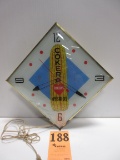 COKERS HYBRIDS CORN CLOCK LIGHTED PAM. CLOCK CO. GREAT PIECE WORKS SLIGHT PAINT DAMAGE IN FACE 15''