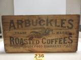 WOODEN ARBUCKLES ROASTED COFFEES BOX