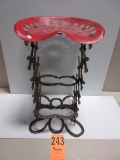 UNIQUE BAR CHAIR MADE FROM HORSE SHOES&IMPLEMENT SEAT