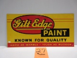 GILT EDGE PAINT SIGN S.S.T 11 3/4'' X23 3/4'' MARKED STOUT SIGN CO.