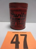 PURITY OIL CO. 1 LB. CASTOR OIL AXLE GREASE CAN EMBOSSED LETTERING ON LID
