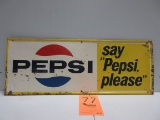 PEPSI SIGN S.S.T. SELF FRAMED EMBOSSED 12''X31'' M-156 SCIOTO SIGN CO.