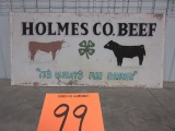 HOLMES CO. BEEF 4H HAND PAINTED WOODEN SIGN 46