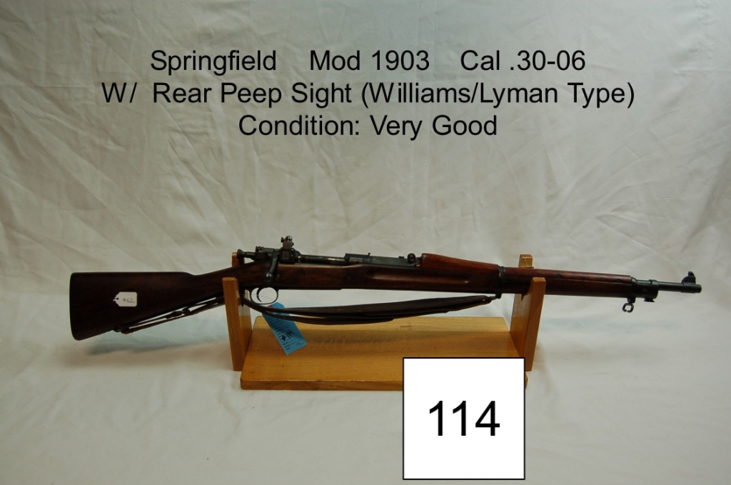 Springfield Mod 1903 Cal .30-06 W/ Rear Peep Sight (Williams/Lyman Type)  Condition: Very | Guns & Military Artifacts Firearms Rifles | Online  Auctions | Proxibid