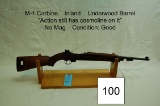 M-1 Carbine    Inland    Underwood Barrel    “Action still has cosmoline on it”     Conditi