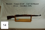Mauser    “Czech VZ-24”    Cal 7.92 Mauser    (8mm)    Condition: 80%