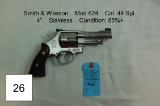 Smith & Wesson    Mod 624    Cal .44 Spl   4” Stainless    Condition: 85%+