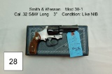 Smith & Wesson    Mod 30-1    Cal .32 S&W Long    3”    Condition: Like NIB