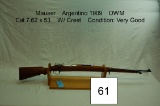 Mauser    Argentino 1909    DWM    Cal 7.65 x 53    W/ Crest    Condition: Very Good