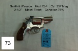 Smith & Wesson    Mod 19-4    Cal .357 Mag    2-1/2”    Nickel Finish    Condition: 75%