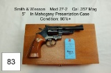 Smith & Wesson    Mod 27-2    Cal .357 Mag    5”    In Mahogany Presentation Case    Condition: 95%+