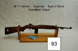 M-1 Carbine    Saginaw    Type 2 Stock    Condition: Good