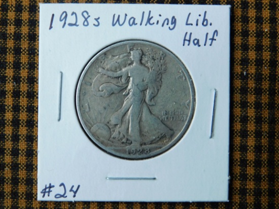 1928S WALKING LIBERTY HALF (BETTER DATE) VF