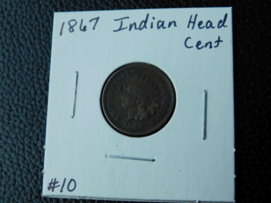 1867 INDIAN HEAD CENT (OBV. DIG) VG