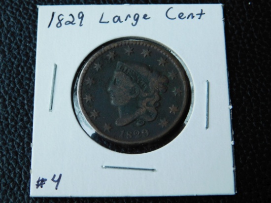 1829 LARGE CENT F-POEOUS