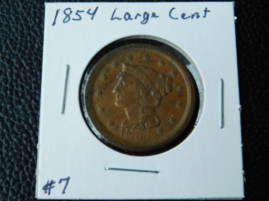 1854 LARGE CENT (SCRATCHES) XF