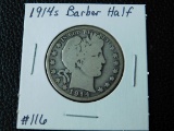 1914S BARBER HALF VG