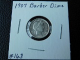 1907 BARBER DIME AU