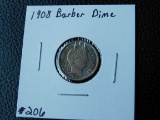 1908 BARBER DIME (CLEANED) AU