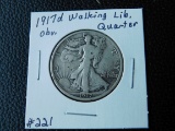 1917D OBV. WALKING LIBERTY HALF F+