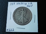 1919 WALKING LIBERTY HALF F+