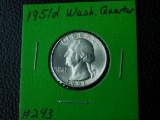 1951D WASHINGTON QUARTER (SHARP) BU