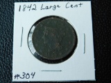 1842 LARGE CENT VG-CORRODED