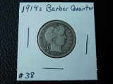 1914S BARBER QUARTER (A SEMI KEY) VG