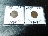 1865,1909, INDIAN HEAD CENTS (2-COINS)