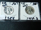 1956,58D, WASHINGTON QUARTERS (2-COINS) BU