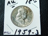 1959D FRANKLIN HALF AU