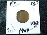 1909VDB LINCOLN CENT F+